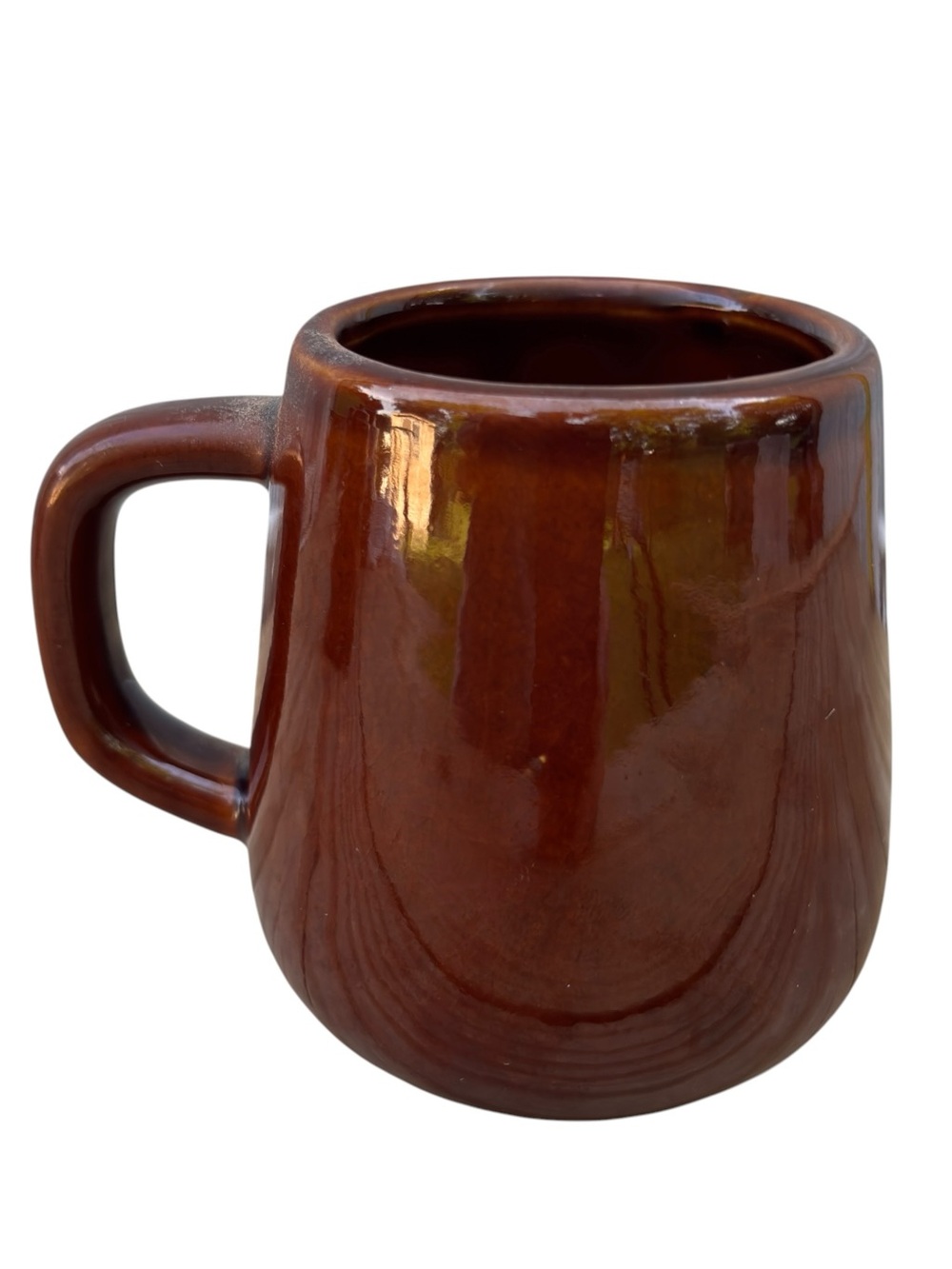 VTG MCM Brown Ceramic Diner Mug - Retro Caramel Glaze Coffee Potbelly Cup Mug